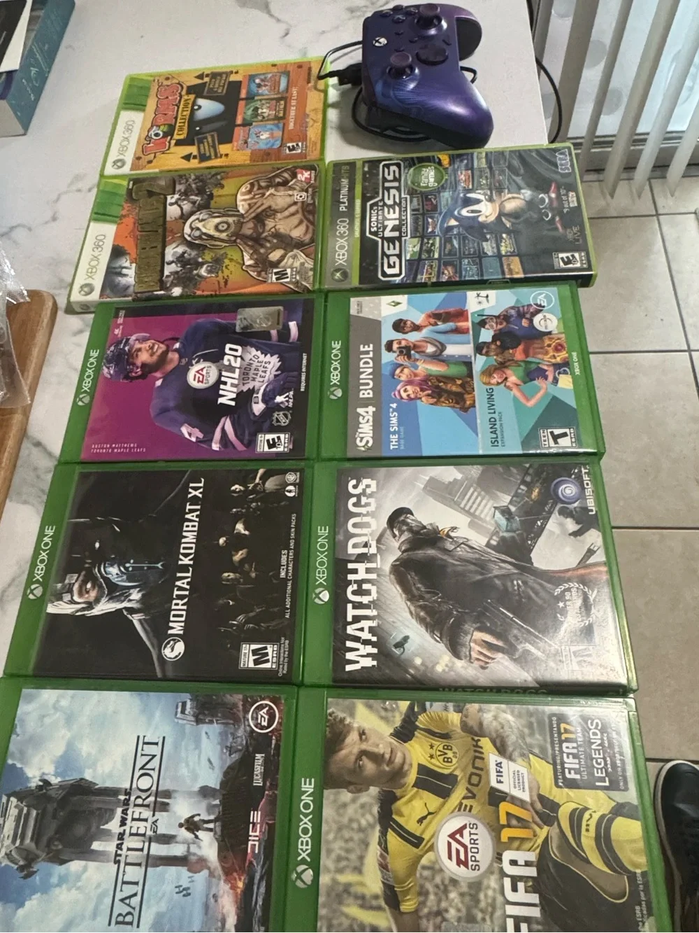 One Game Bundle with Purple Wireless Controller - Multiple Titles Included